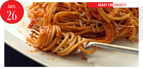 spaghetti around fork on plate