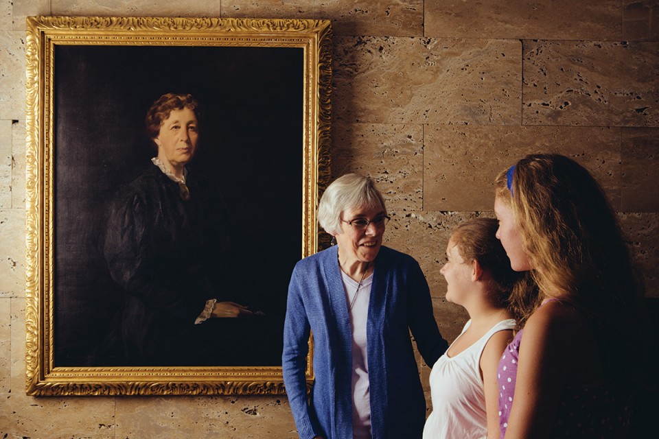Writer Suzanne Smith Arney with granddaughters Chloe and Kaitlin Smith at Joslyn Art Museum.
