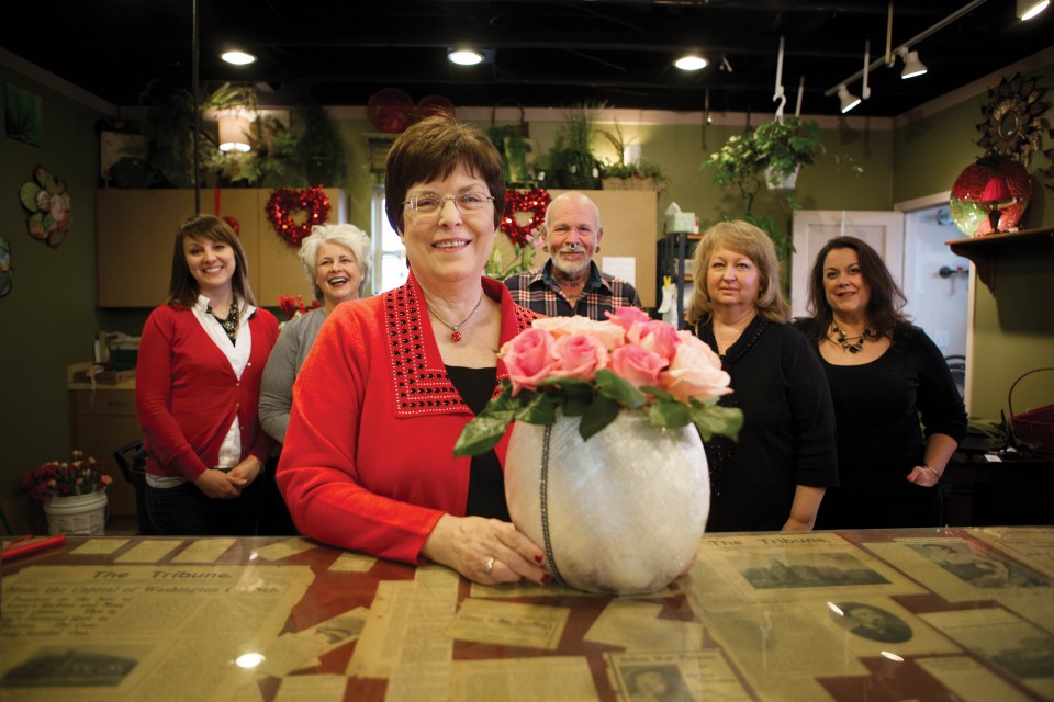 Sandy Carmichael, owner of Country Gardens/Blair Florist with staff